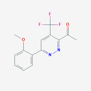 molecular formula C14H11F3N2O2 B13265404 1-[6-(2-Methoxyphenyl)-4-(trifluoromethyl)pyridazin-3-yl]ethan-1-one 