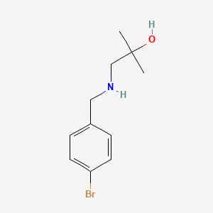 molecular formula C11H16BrNO B13265419 1-{[(4-Bromophenyl)methyl]amino}-2-methylpropan-2-ol 