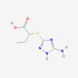 molecular formula C6H10N4O2S B13265434 2-((5-Amino-1h-1,2,4-triazol-3-yl)thio)butanoic acid 