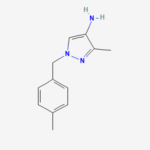 molecular formula C12H15N3 B13265465 3-Methyl-1-[(4-methylphenyl)methyl]-1H-pyrazol-4-amine 