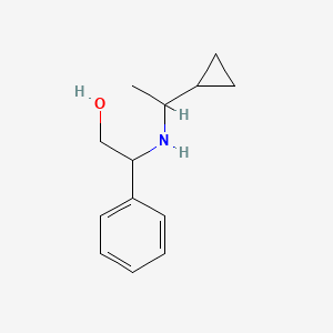 molecular formula C13H19NO B13265528 2-[(1-Cyclopropylethyl)amino]-2-phenylethan-1-ol 