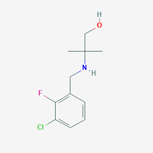 molecular formula C11H15ClFNO B13265539 2-{[(3-Chloro-2-fluorophenyl)methyl]amino}-2-methylpropan-1-ol 