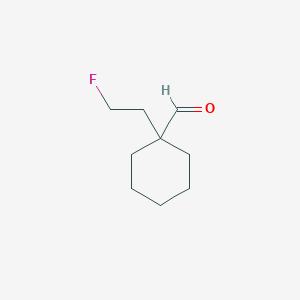 molecular formula C9H15FO B13265551 1-(2-Fluoroethyl)cyclohexane-1-carbaldehyde 