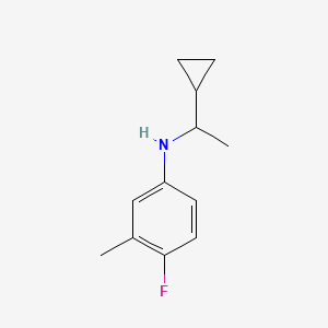 molecular formula C12H16FN B13265589 N-(1-cyclopropylethyl)-4-fluoro-3-methylaniline 