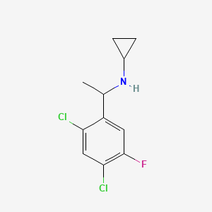 molecular formula C11H12Cl2FN B13265608 N-[1-(2,4-dichloro-5-fluorophenyl)ethyl]cyclopropanamine 