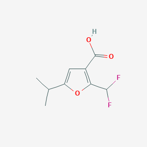 molecular formula C9H10F2O3 B13265610 2-(Difluoromethyl)-5-(propan-2-yl)furan-3-carboxylic acid 