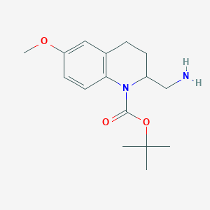 molecular formula C16H24N2O3 B13265646 tert-Butyl 2-(aminomethyl)-6-methoxy-1,2,3,4-tetrahydroquinoline-1-carboxylate 