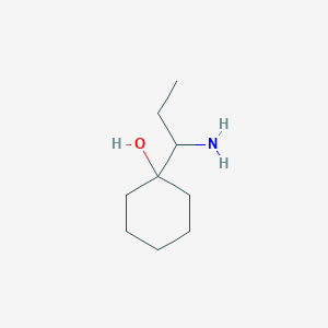 molecular formula C9H19NO B13265657 1-(1-Aminopropyl)cyclohexan-1-OL 