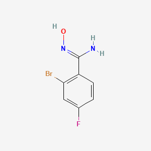 molecular formula C7H6BrFN2O B13265696 2-Bromo-4-fluoro-N'-hydroxybenzene-1-carboximidamide 