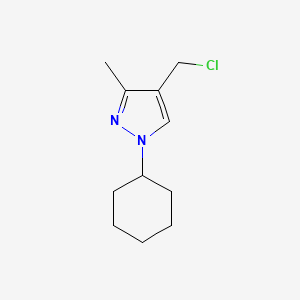 molecular formula C11H17ClN2 B13265766 4-(Chloromethyl)-1-cyclohexyl-3-methyl-1H-pyrazole 