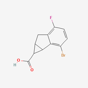 molecular formula C11H8BrFO2 B13265810 2-Bromo-5-fluoro-1H,1aH,6H,6aH-cyclopropa[a]indene-1-carboxylic acid 