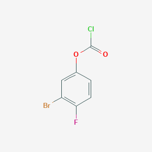 molecular formula C7H3BrClFO2 B13265873 3-Bromo-4-fluorophenyl chloroformate 