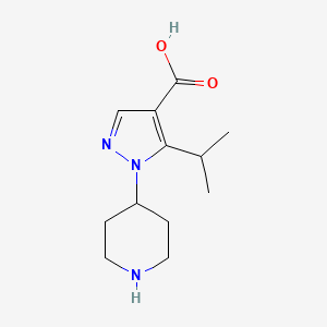 molecular formula C12H19N3O2 B13265881 1-(Piperidin-4-yl)-5-(propan-2-yl)-1H-pyrazole-4-carboxylic acid 
