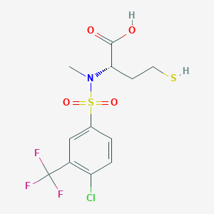 molecular formula C12H13ClF3NO4S2 B13265898 N-([4-Chloro-3-(trifluoromethyl)phenyl]sulfonyl)(methyl)homocysteine 