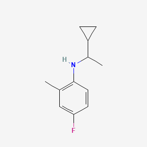 molecular formula C12H16FN B13265930 N-(1-cyclopropylethyl)-4-fluoro-2-methylaniline 
