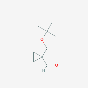 molecular formula C9H16O2 B13265937 1-[(tert-Butoxy)methyl]cyclopropane-1-carbaldehyde 