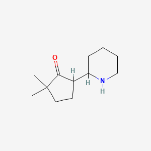 molecular formula C12H21NO B13265967 2,2-Dimethyl-5-(piperidin-2-yl)cyclopentan-1-one 