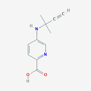 molecular formula C11H12N2O2 B13265999 5-[(2-Methylbut-3-yn-2-yl)amino]pyridine-2-carboxylic acid 