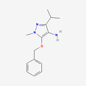 molecular formula C14H19N3O B13266025 5-(Benzyloxy)-1-methyl-3-(propan-2-YL)-1H-pyrazol-4-amine 