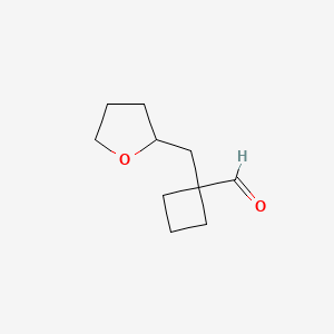 molecular formula C10H16O2 B13266026 1-(Oxolan-2-ylmethyl)cyclobutane-1-carbaldehyde 