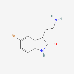 molecular formula C10H11BrN2O B13266029 3-(2-Aminoethyl)-5-bromo-2,3-dihydro-1H-indol-2-one 