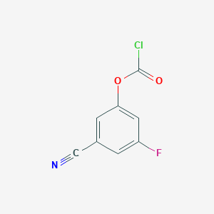 molecular formula C8H3ClFNO2 B13266038 3-Cyano-5-fluorophenyl chloroformate 