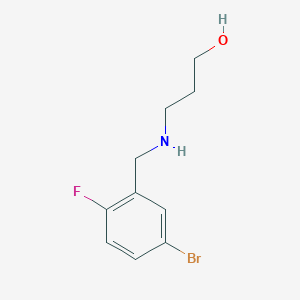 molecular formula C10H13BrFNO B13266048 3-{[(5-Bromo-2-fluorophenyl)methyl]amino}propan-1-ol 