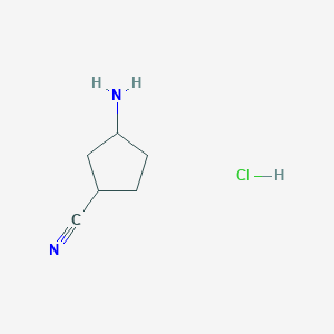 molecular formula C6H11ClN2 B13266051 3-Aminocyclopentane-1-carbonitrile hydrochloride 