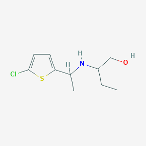 molecular formula C10H16ClNOS B13266107 2-{[1-(5-Chlorothiophen-2-yl)ethyl]amino}butan-1-ol 