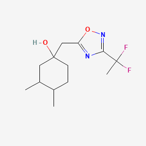 molecular formula C13H20F2N2O2 B13266119 1-{[3-(1,1-Difluoroethyl)-1,2,4-oxadiazol-5-yl]methyl}-3,4-dimethylcyclohexan-1-ol 