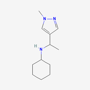 molecular formula C12H21N3 B13266163 N-[1-(1-Methyl-1H-pyrazol-4-yl)ethyl]cyclohexanamine 