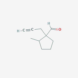 molecular formula C10H14O B13266168 2-Methyl-1-(prop-2-yn-1-yl)cyclopentane-1-carbaldehyde 
