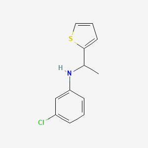 molecular formula C12H12ClNS B13266196 3-Chloro-N-[1-(thiophen-2-YL)ethyl]aniline 