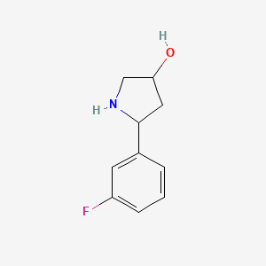 molecular formula C10H12FNO B13266210 5-(3-Fluorophenyl)pyrrolidin-3-ol 