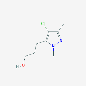 molecular formula C8H13ClN2O B13266215 3-(4-chloro-1,3-dimethyl-1H-pyrazol-5-yl)propan-1-ol 