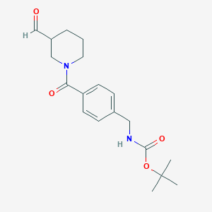 molecular formula C19H26N2O4 B13266242 tert-Butyl N-{[4-(3-formylpiperidine-1-carbonyl)phenyl]methyl}carbamate 