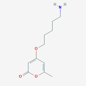 molecular formula C11H17NO3 B13266280 4-[(5-Aminopentyl)oxy]-6-methyl-2H-pyran-2-one 