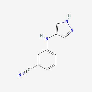 molecular formula C10H8N4 B13266301 3-[(1H-Pyrazol-4-yl)amino]benzonitrile 