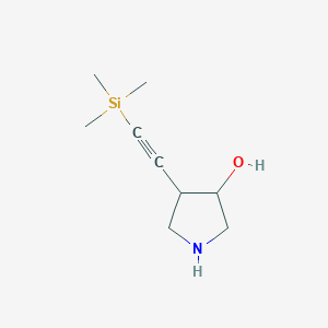 molecular formula C9H17NOSi B13266314 4-[2-(Trimethylsilyl)ethynyl]pyrrolidin-3-OL 