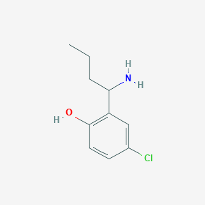 molecular formula C10H14ClNO B13266334 2-(1-Aminobutyl)-4-chlorophenol 