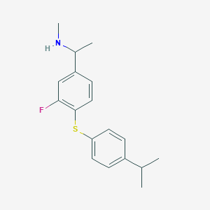 molecular formula C18H22FNS B13266348 [1-(3-Fluoro-4-{[4-(propan-2-yl)phenyl]sulfanyl}phenyl)ethyl](methyl)amine 