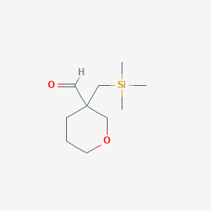 molecular formula C10H20O2Si B13266379 3-[(Trimethylsilyl)methyl]oxane-3-carbaldehyde 
