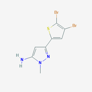 molecular formula C8H7Br2N3S B13266394 3-(4,5-Dibromothiophen-2-YL)-1-methyl-1H-pyrazol-5-amine 