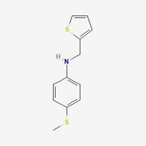molecular formula C12H13NS2 B13266401 4-(Methylthio)-N-(thiophen-2-ylmethyl)aniline 