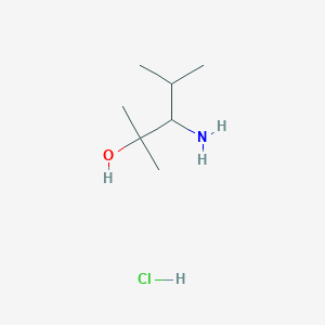 molecular formula C7H18ClNO B13266430 3-Amino-2,4-dimethylpentan-2-ol hydrochloride 