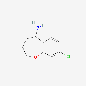 molecular formula C10H12ClNO B13266442 8-Chloro-2,3,4,5-tetrahydro-1-benzoxepin-5-amine 