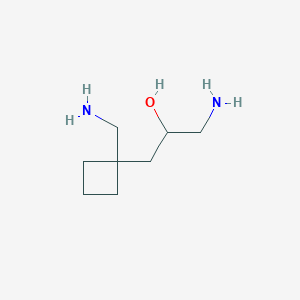 molecular formula C8H18N2O B13266490 1-Amino-3-[1-(aminomethyl)cyclobutyl]propan-2-ol 