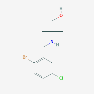 molecular formula C11H15BrClNO B13266497 2-{[(2-Bromo-5-chlorophenyl)methyl]amino}-2-methylpropan-1-ol 