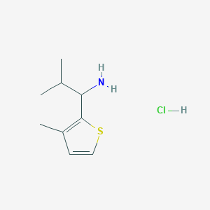 molecular formula C9H16ClNS B13266505 2-Methyl-1-(3-methylthiophen-2-yl)propan-1-amine hydrochloride 