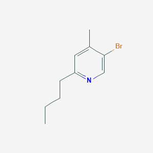 molecular formula C10H14BrN B13266529 5-Bromo-2-butyl-4-methylpyridine 